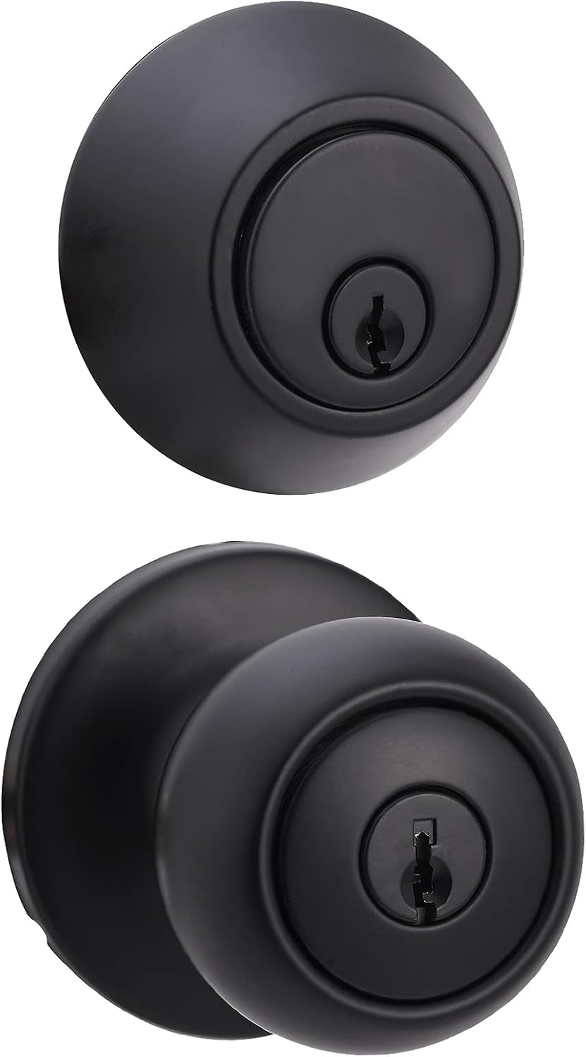 Matte Black Spherical Door Lock - Modern Minimalist Entrance Door Security Round Lock