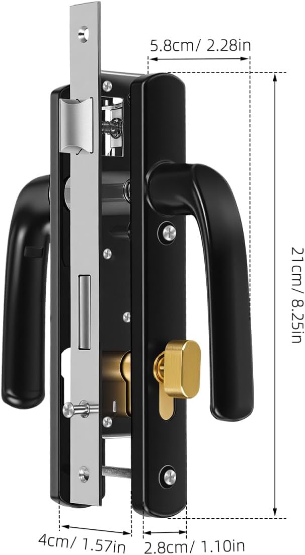 European Style Aluminum Alloy Hinged Door Handle Lock, Home Use PVC Door Mechanical Door Lock Set with Key - Image 2