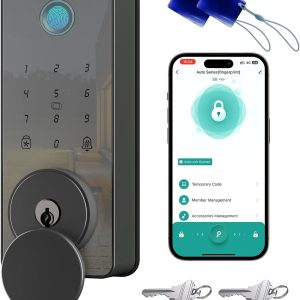 Round Knob Bluetooth Smart Lock with Fingerprint, Password, Card, and App Access for Home Security