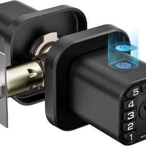Square Rotary Knob Fingerprint Password Smart Ball Lock, All-in-One Anti-theft Smart Lock for Indoor Wooden Doors