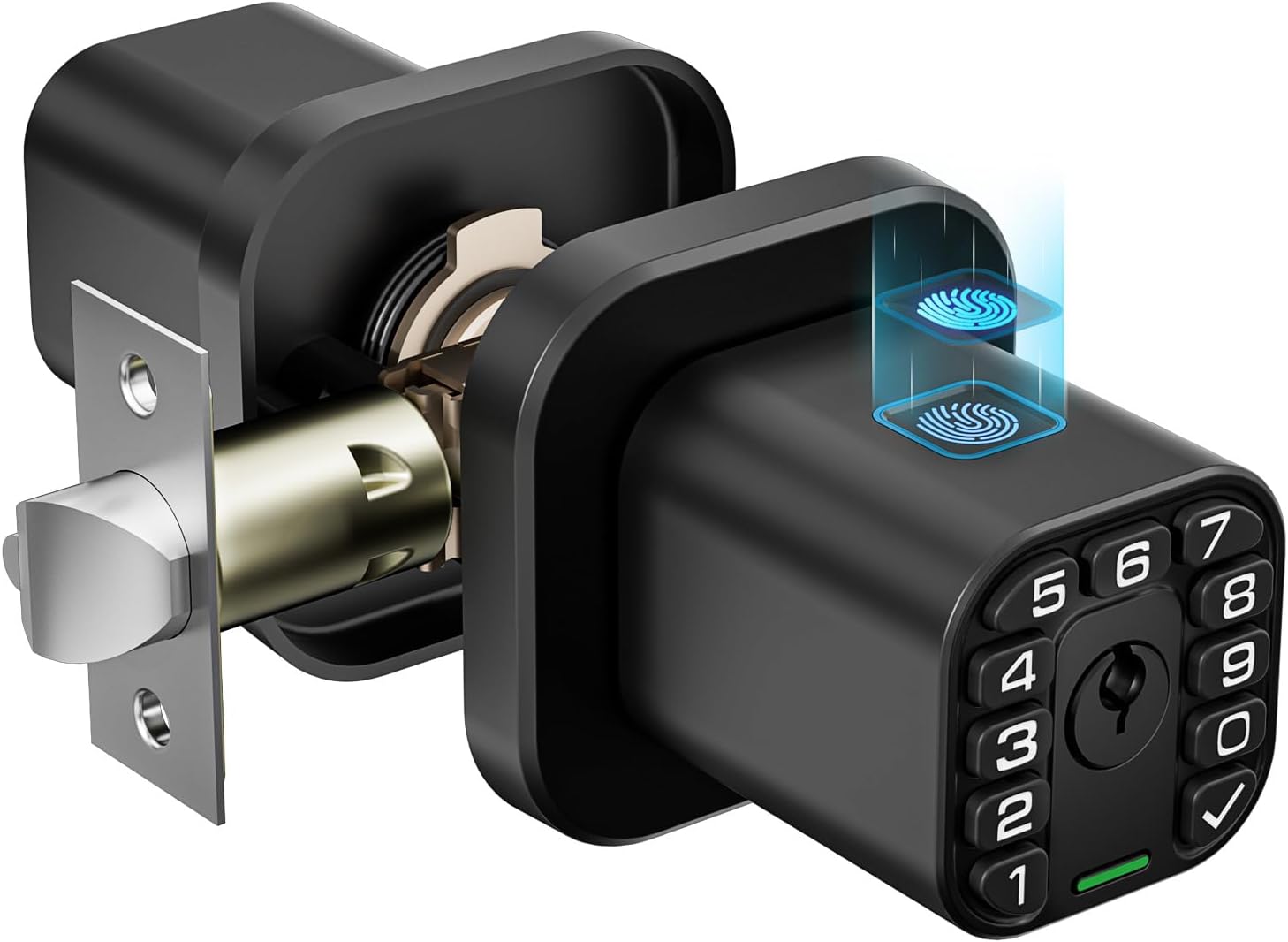 Square Rotary Knob Fingerprint Password Smart Ball Lock, All-in-One Anti-theft Smart Lock for Indoor Wooden Doors