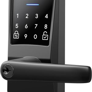 Black Touch-Controlled Lever Handle Smart Door Lock