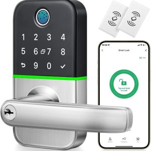 Silver Handle Bluetooth APP Fingerprint Smart Door Lock