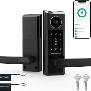 Home Smart Door Lock with Video Camera, Bluetooth, APP, Fingerprint, Password, and Card Access
