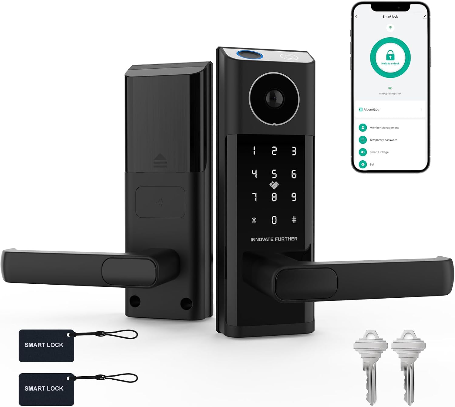 Home Smart Door Lock with Video Camera, Bluetooth, APP, Fingerprint, Password, and Card Access