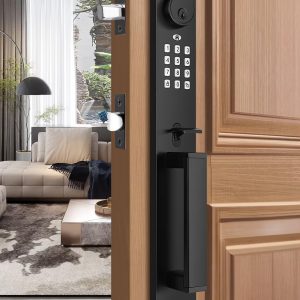 Straight-Panel Large Handle Fully Automatic Smart Door Lock, Home Security Lock with Password