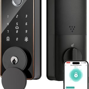 Gold-Edged Glass Panel Smart Door Lock with Temporary Password and Bluetooth Access
